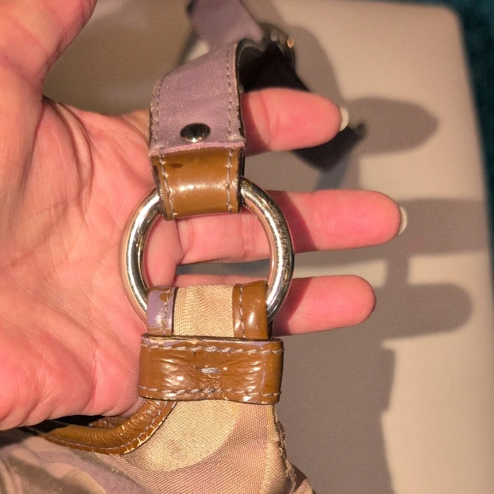Coach Tan, Brown and Purple Crossbody Bag